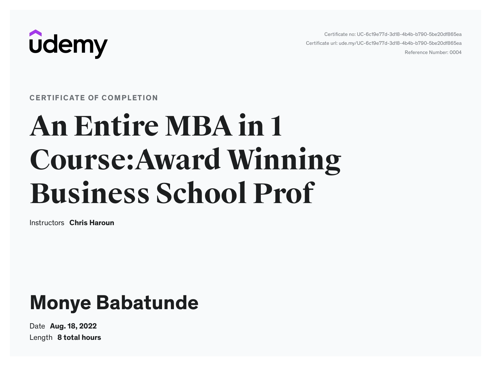 MBA Course by Award Winning Business School Prof