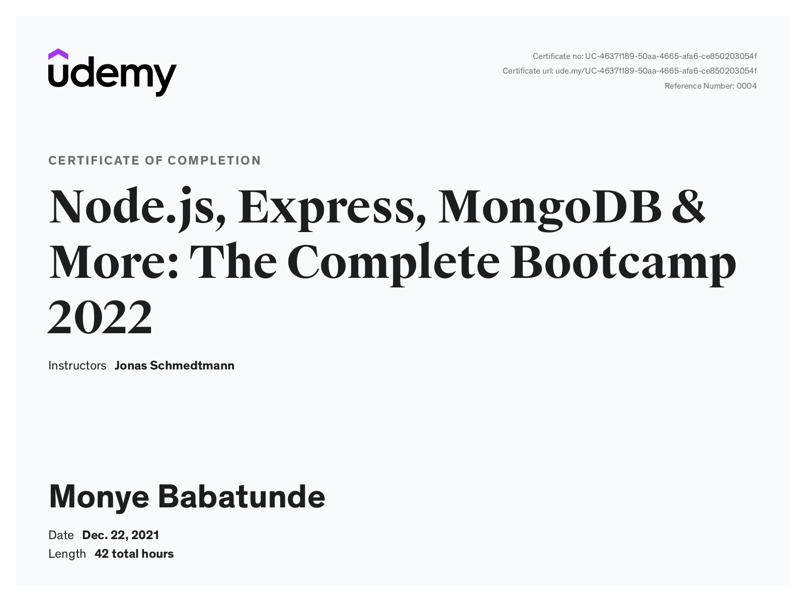 Complete  Node.js, Express, MongoDB